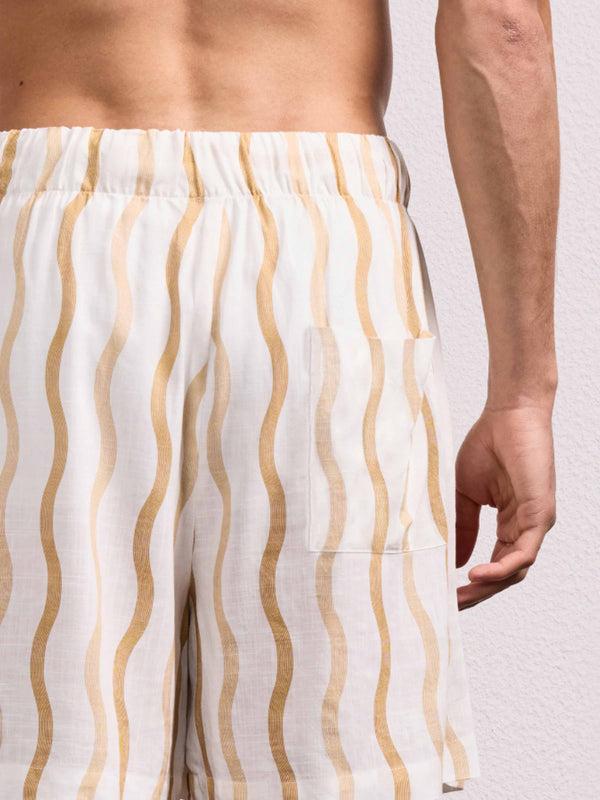 Frescobol Carioca LUCAS LINEN-VISCOSE SHORTS Ivory & Almond