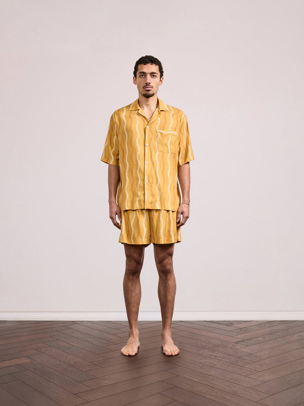 Frescobol Carioca LUCAS LINEN-VISCOSE SHORTS Tuscan Sun & Mandarin Orange