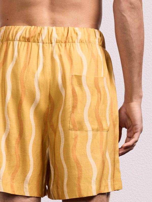 Frescobol Carioca LUCAS LINEN-VISCOSE SHORTS Tuscan Sun & Mandarin Orange