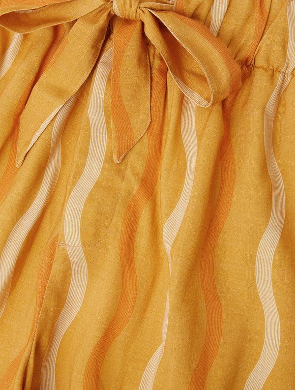frescobol carioca LUCAS LINEN-VISCOSE SHORTS Tuscan Sun & Mandarin Orange