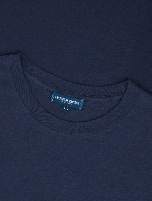 Frescobol Carioca LUCIO LINEN-COTTON T-SHIRT Midnight-Blue