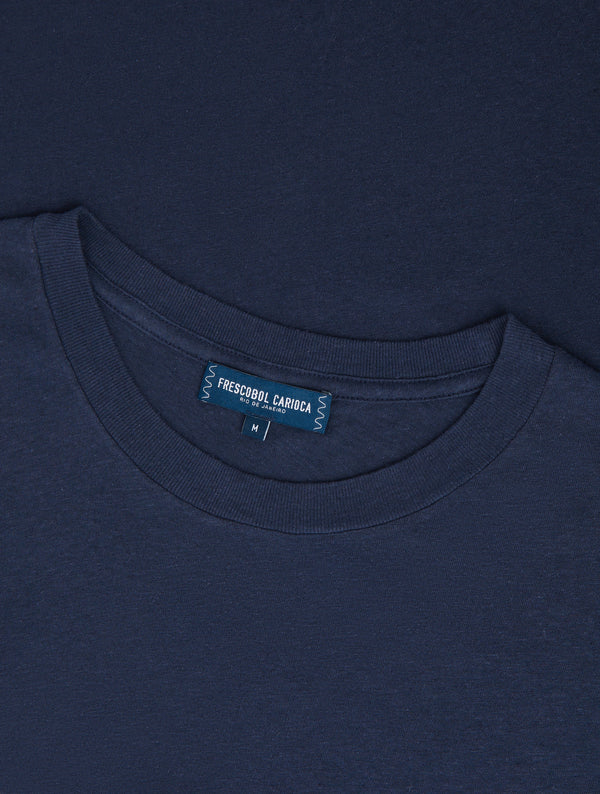 frescobol carioca LUCIO LINEN-COTTON T-SHIRT Midnight-Blue