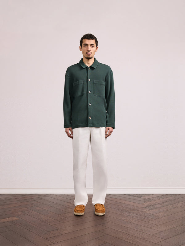 Frescobol Carioca PEDRO COTTON WAFFLE OVERSHIRT Evergreen