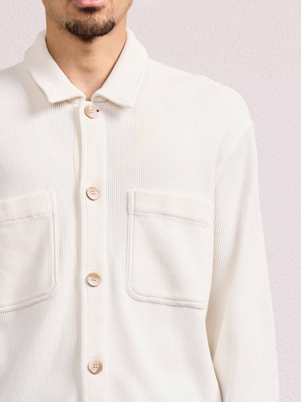 Frescobol Carioca PEDRO COTTON WAFFLE OVERSHIRT Ivory