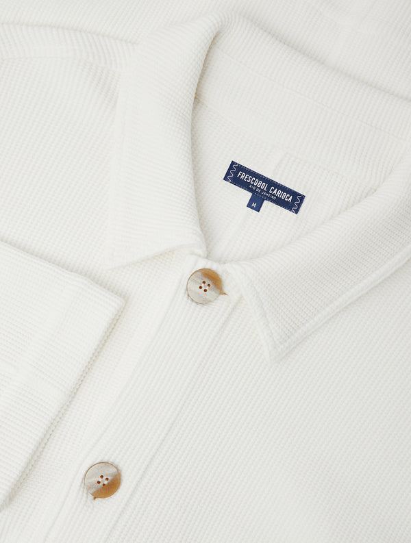 frescobol carioca PEDRO COTTON WAFFLE OVERSHIRT Ivory