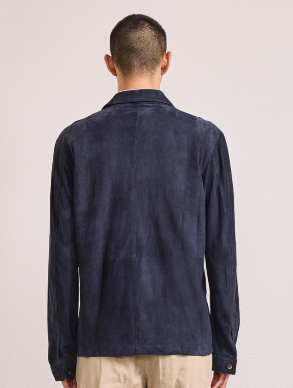 Frescobol Carioca RAVI SUEDE OVERSHIRT Charcoal Blue