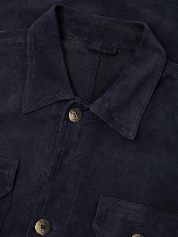 frescobol carioca RAVI SUEDE OVERSHIRT Charcoal Blue
