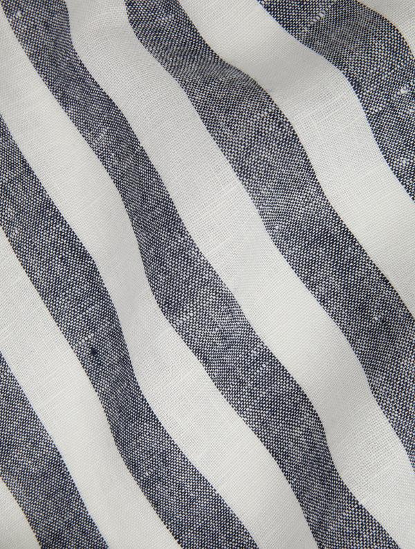 frescobol carioca REGULAR-STRIPE LINEN BEACH TOWEL Midnight Blue & White