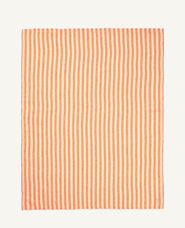 frescobol carioca REGULAR-STRIPE LINEN BEACH TOWEL Orange & Off-White