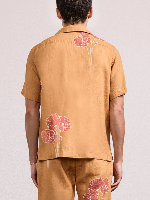 Frescobol Carioca ROBERTO LINEN SHIRT Almond & Coral Rose
