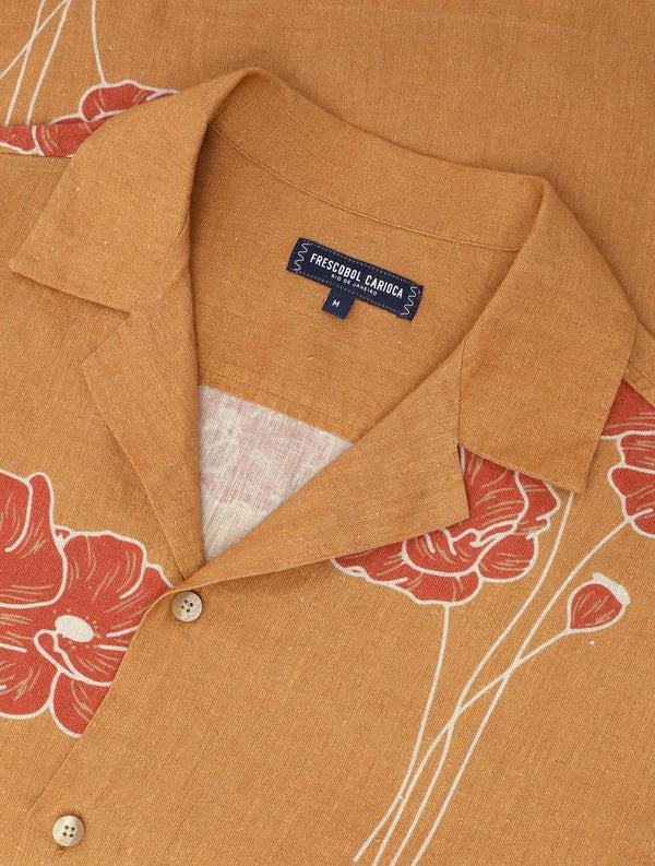 frescobol carioca ROBERTO LINEN SHIRT Almond & Coral Rose
