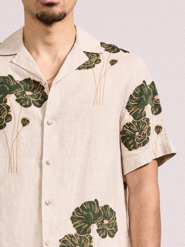 Frescobol Carioca ROBERTO LINEN SHIRT Ecru & Evergreen