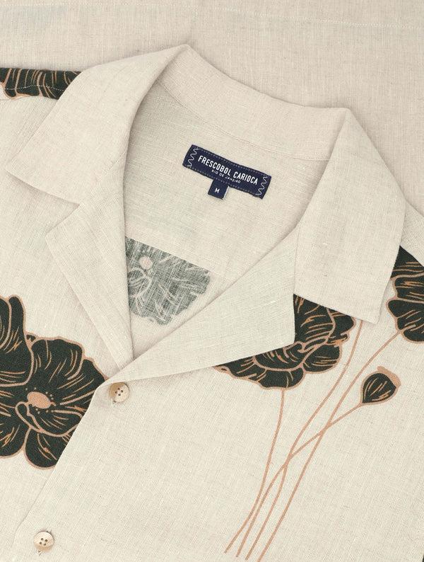frescobol carioca ROBERTO LINEN SHIRT Ecru & Evergreen