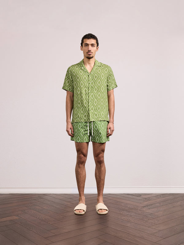 Frescobol Carioca ROBERTO LINEN SHIRT Parakeet Green