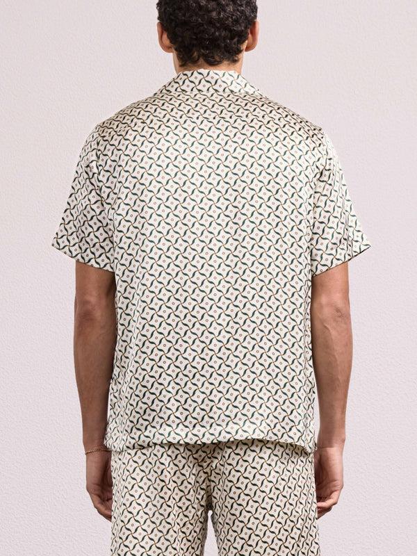 Frescobol Carioca ROBERTO SILK SHIRT Ivory & Evergreen