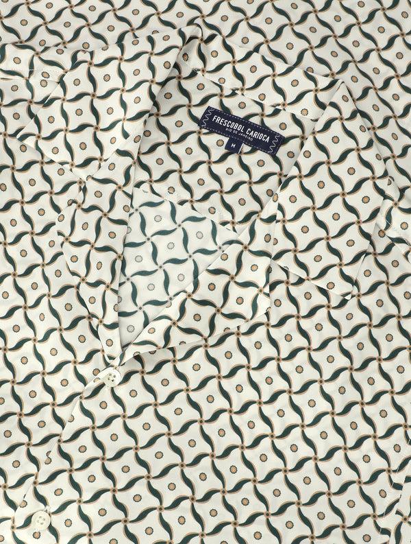 frescobol carioca ROBERTO SILK SHIRT Ivory & Evergreen