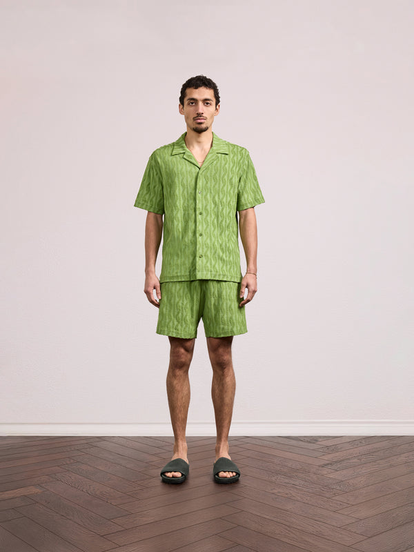 Frescobol Carioca ROBERTO TERRY COTTON SHIRT Parakeet Green