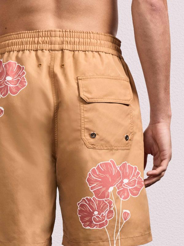 Frescobol Carioca SANTOS BOARD FLORAL SWIM Almond & Coral Rose