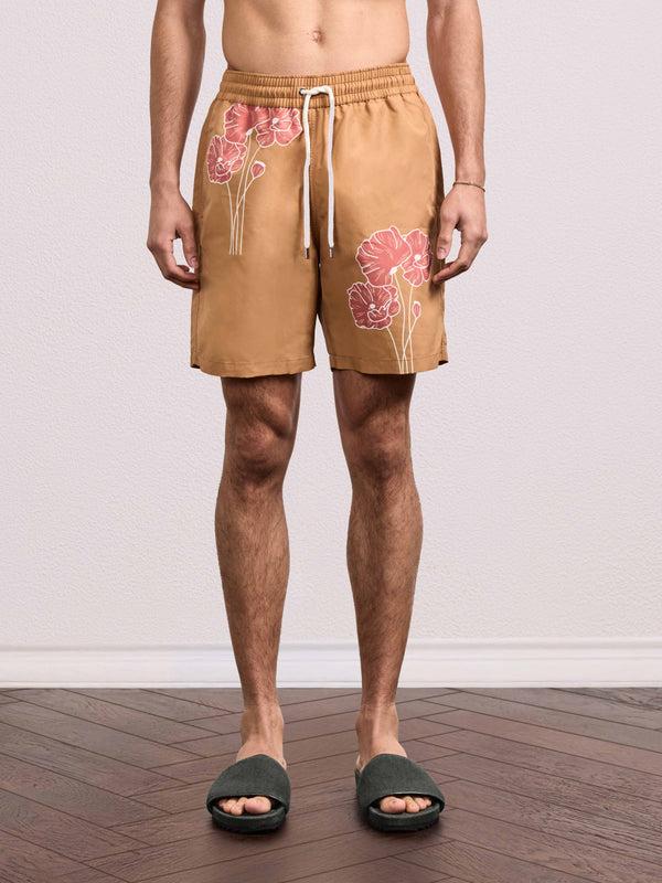 Frescobol Carioca SANTOS BOARD FLORAL SWIM Almond & Coral Rose