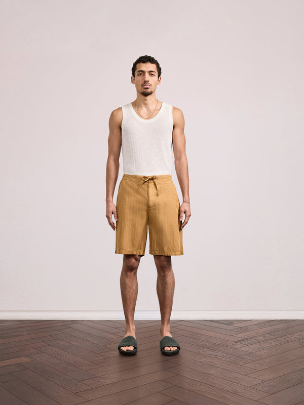 Frescobol Carioca SERGIO LINEN-BLEND SHORTS Stone Beige