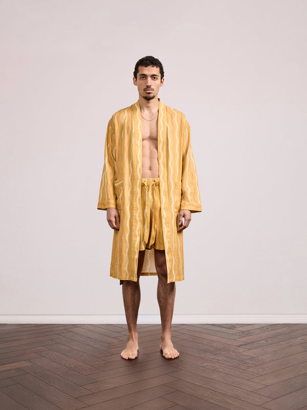 Frescobol Carioca TEFE LINEN ROBE Tuscan Sun & Mandarin Orange