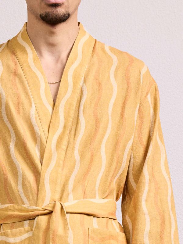 Frescobol Carioca TEFE LINEN ROBE Tuscan Sun & Mandarin Orange