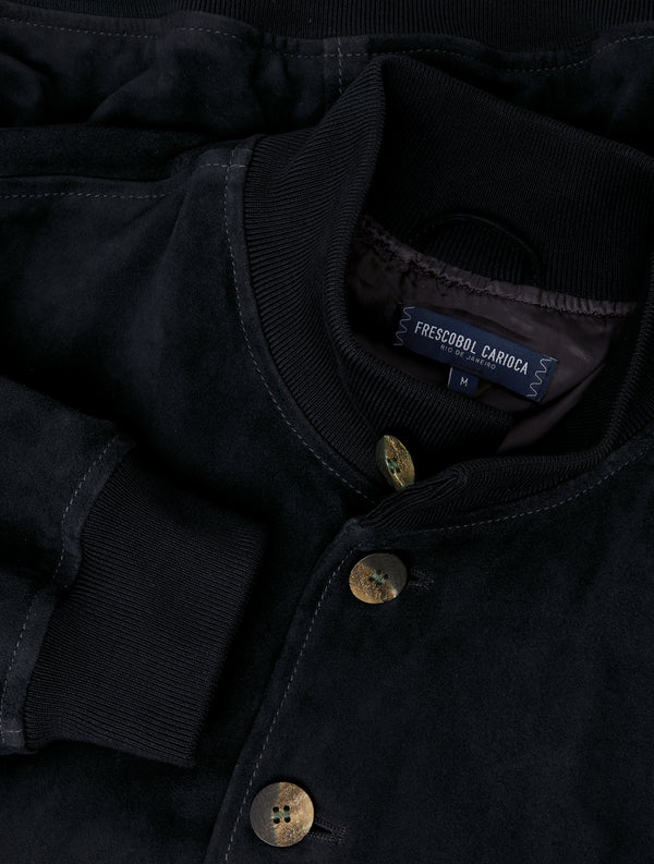 frescobol carioca VINCENTE SUEDE BOMBER JACKET Charcoal Blue