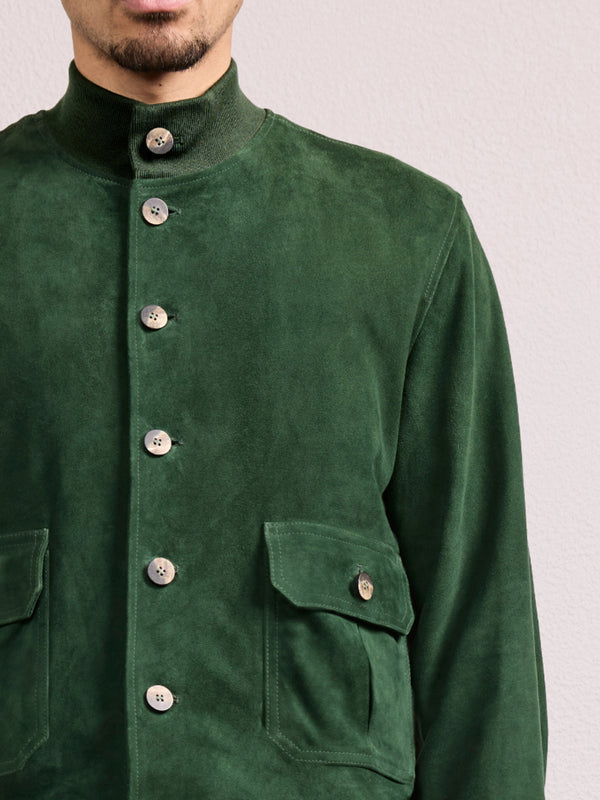Frescobol Carioca VINCENTE SUEDE BOMBER JACKET Evergreen