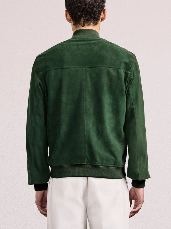 Frescobol Carioca VINCENTE SUEDE BOMBER JACKET Evergreen
