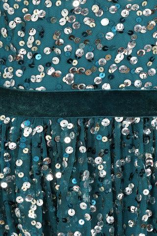 Frock & Frill Adeline Blue Cape Sleeve Sequin Maxi Dress