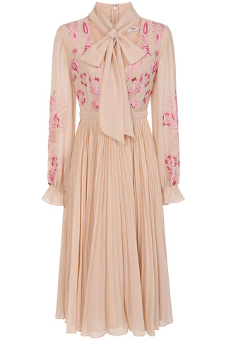 Frock & Frill Agatha Shell Floral Embroidered Midi Dress