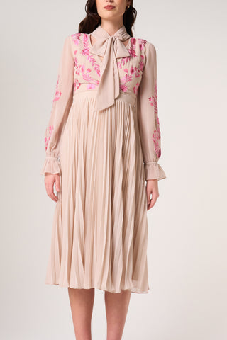 Frock & Frill Agatha Shell Floral Embroidered Midi Dress