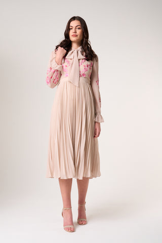 Frock & Frill Agatha Shell Floral Embroidered Midi Dress