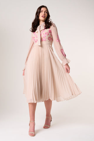 frock & frill Agatha Shell Floral Embroidered Midi Dress