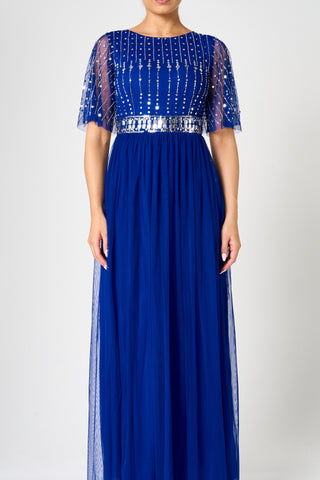 Frock & Frill Alice Cobalt Blue Embellished Maxi Dress