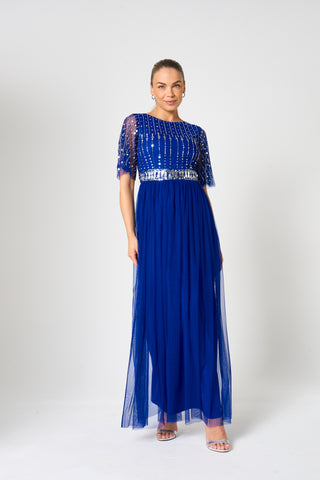 Frock & Frill Alice Cobalt Blue Embellished Maxi Dress