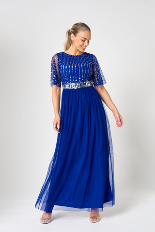 frock & frill Alice Cobalt Blue Embellished Maxi Dress