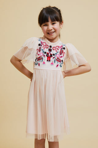 Frock & Frill Angelica Mauve Christmas Embroidered Dress