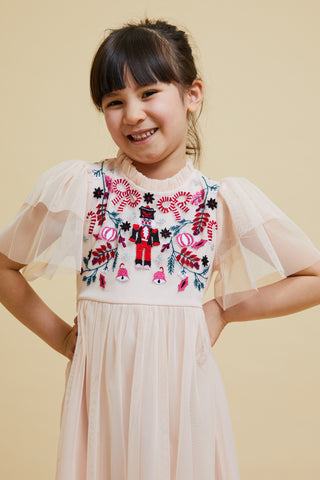 Frock & Frill Angelica Mauve Christmas Embroidered Dress