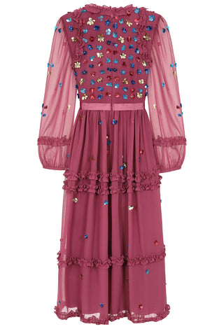 Frock & Frill Astor Raspberry Floral Sequin Midi Dress