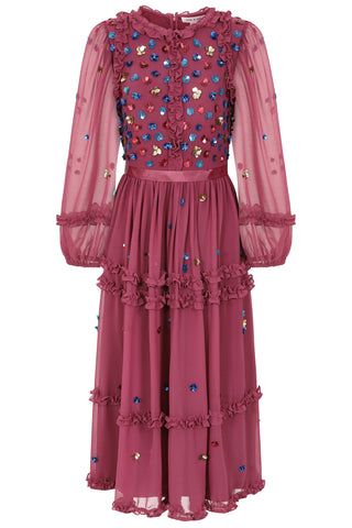 frock & frill Astor Raspberry Floral Sequin Midi Dress