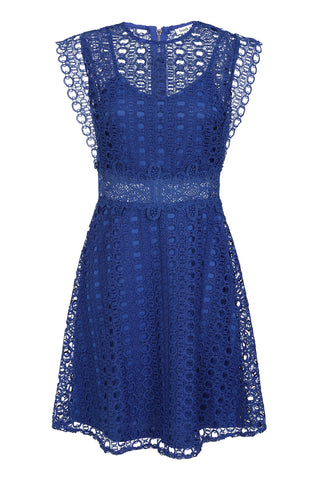 Frock & Frill Aubrielle Blue Crochet Lace Skater Dress