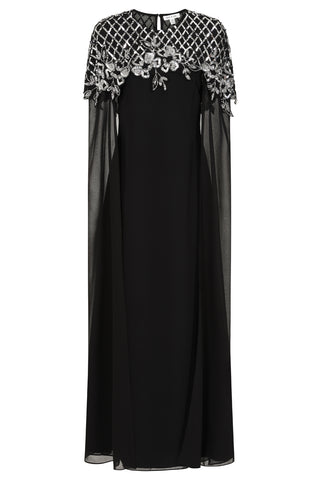 Frock & Frill Ayden Black Sequin Cape Sleeve Maxi Dress