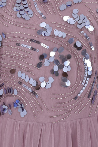 Frock & Frill Belinda Lilac Embellished Bodice Midi Dress