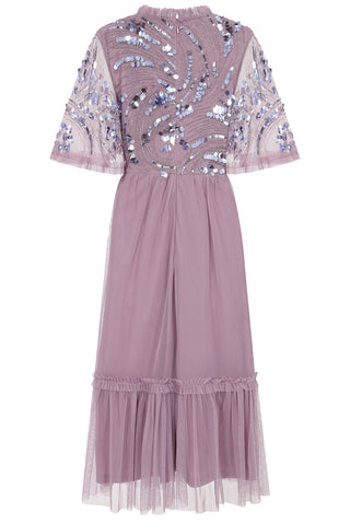 Frock & Frill Belinda Lilac Embellished Bodice Midi Dress