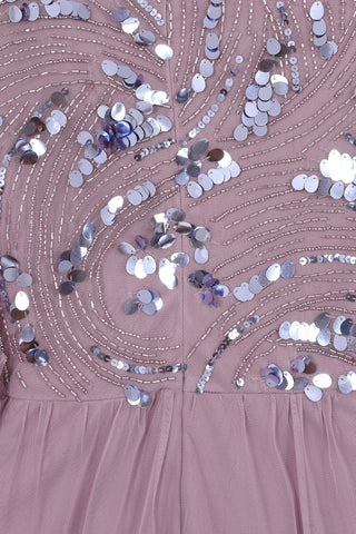 Frock & Frill Belinda Lilac Embellished Bodice Midi Dress