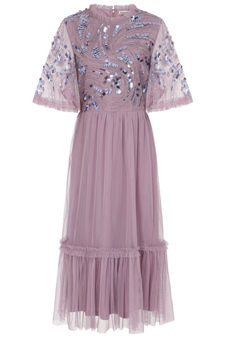 frock & frill Belinda Lilac Embellished Bodice Midi Dress