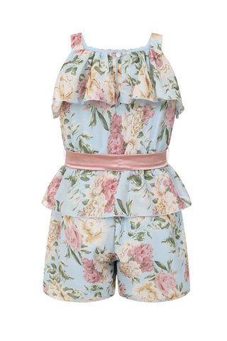 Frock & Frill Bennie Floral Print Playsuit With Satin Ribbon