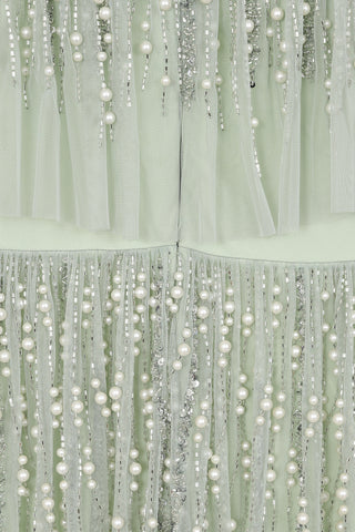 Frock & Frill Betty Green Cold Shoulder Sequin Midi Dress