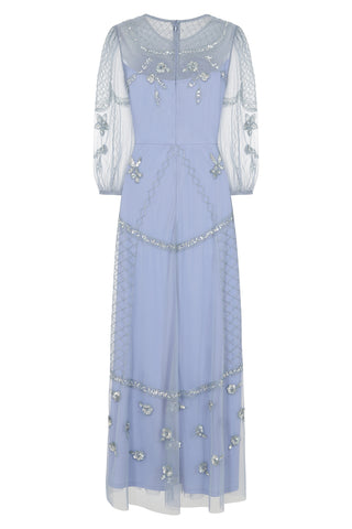 Frock & Frill Calanthe Celestial Blue Embellished Maxi Dress